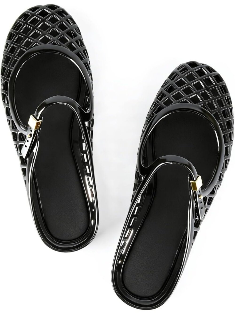 Women’s Black Clear Jelly Closed Toe Slingback Flats Lightweight Casual Sandals
